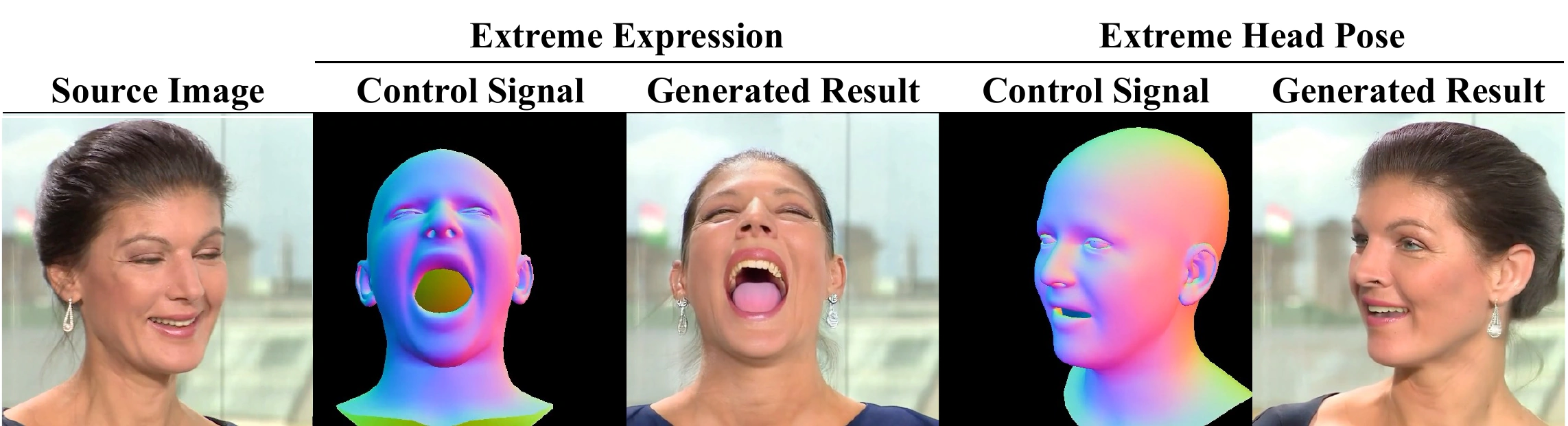 ViDS examples showing an extreme open-mouth expression and a large head-pose change