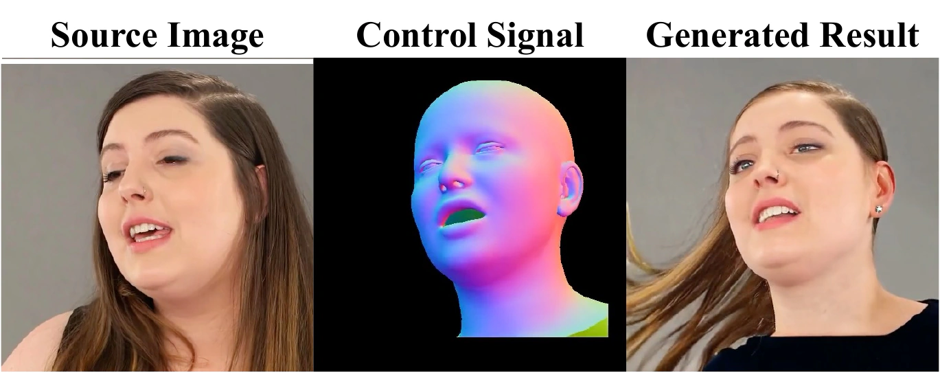 ViDS example showing hair motion generated with complementary text guidance