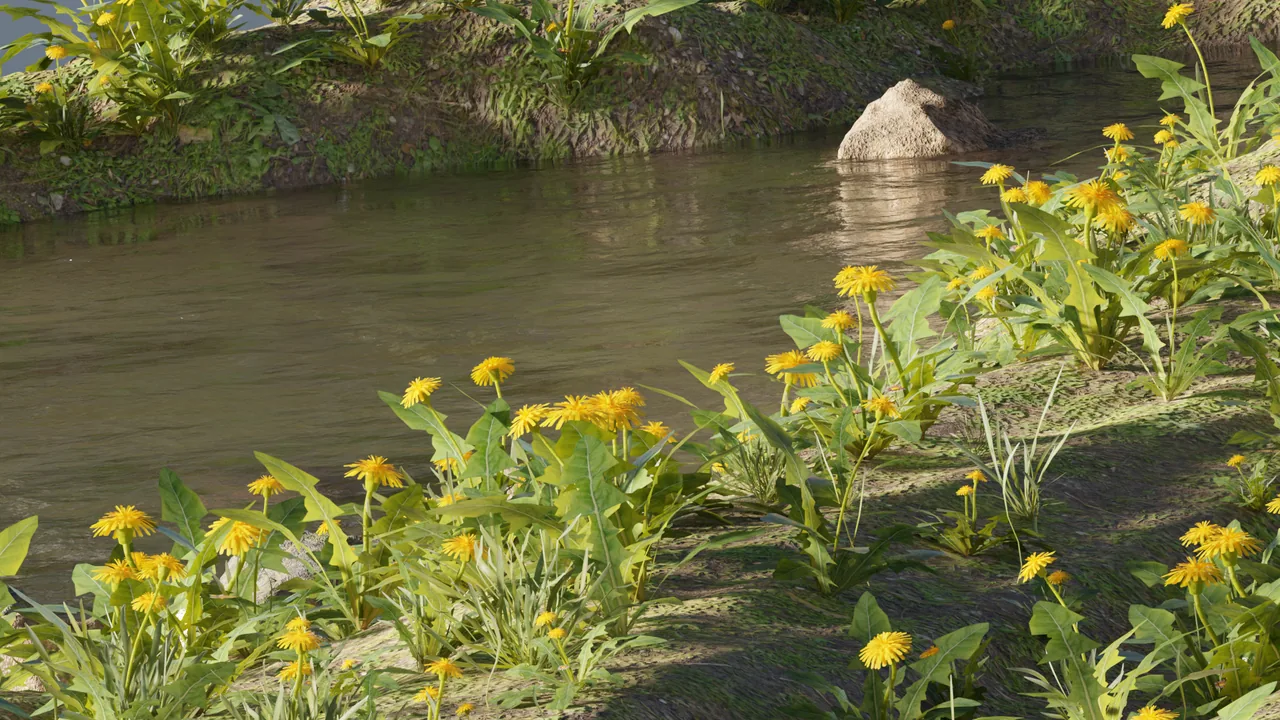 Dandelion river render wide view